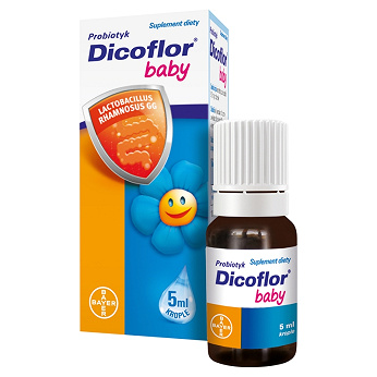 Dicoflor baby, krople probiotyczne ze składnikami wspierającymi mikroflorę jelitową, 5 ml