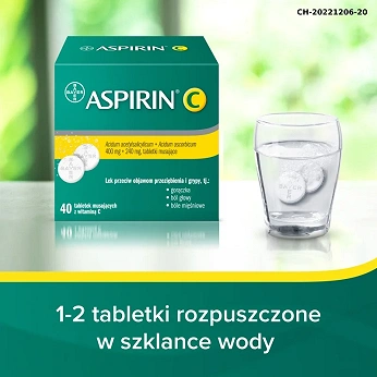 Aspirin C 400 mg + 240 mg, 40 tabletek musujących