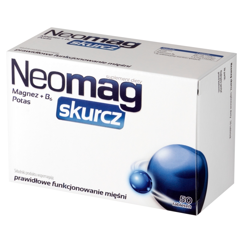 NeoMag skurcz, tabletki ze składnikami wspomagającymi prawidłowe funkcjonowanie mięśni, 50 szt.