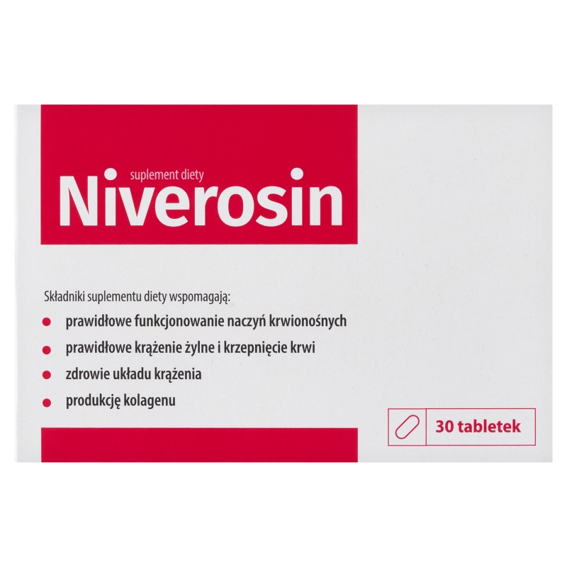 Niverosin, tabletki  ze składniakami wspomagającymi funkcjonowanie naczyń krwionośnych i produkcję kolagenu, 30 szt.