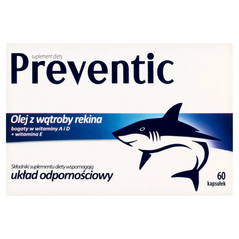Preventic Extra  kapsułki z olejem z wątroby rekina wspierającym odporność, 60 szt.