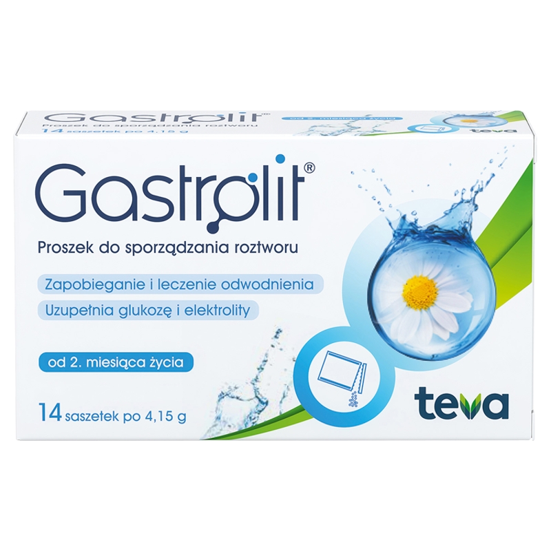 Gastrolit , proszek na zapobieganie i leczenie odwodnienia z elektrolitami, 14 sasz.