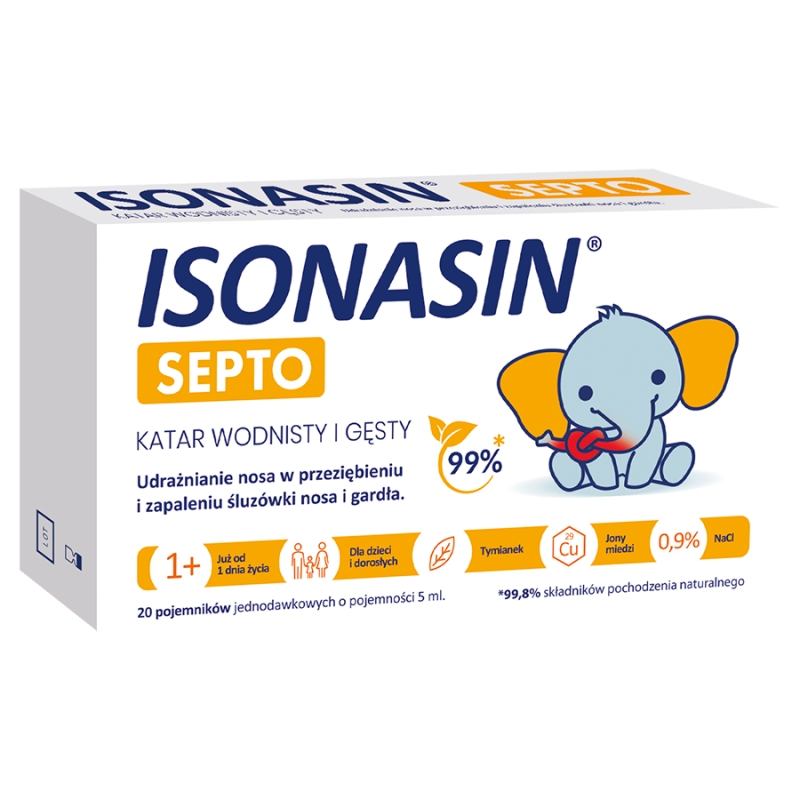 ISONASIN SEPTO na katar wodnisty i gęsty 20 ampułek