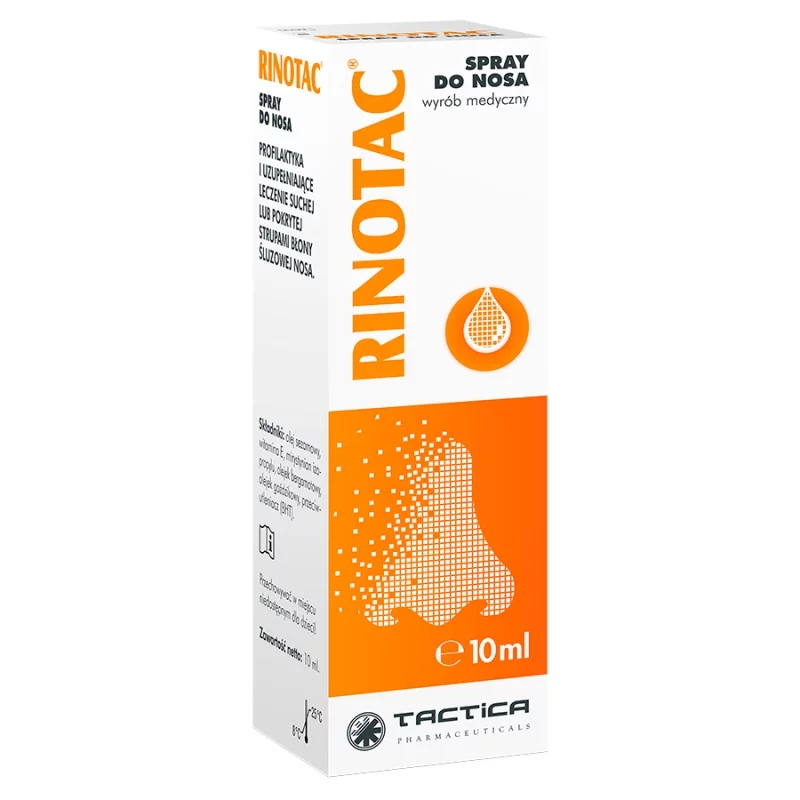 RINOTAC, spray do nosa, nawilżenie i regeneracja błony śluzowej nosa, 10 ml