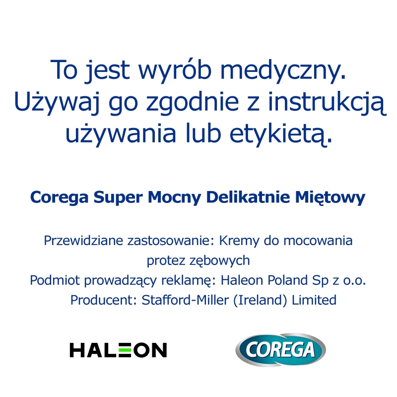 Corega Super Mocny delikatnie miętowy, krem do mocowania protez zębowych, 40g