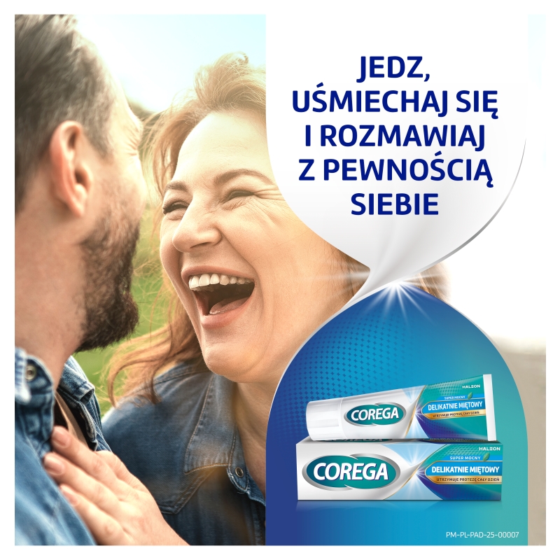 Corega Super Mocny delikatnie miętowy, krem do mocowania protez zębowych, 40g