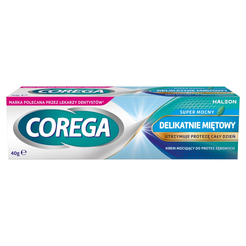 Corega Super Mocny delikatnie miętowy, krem do mocowania protez zębowych, 40g