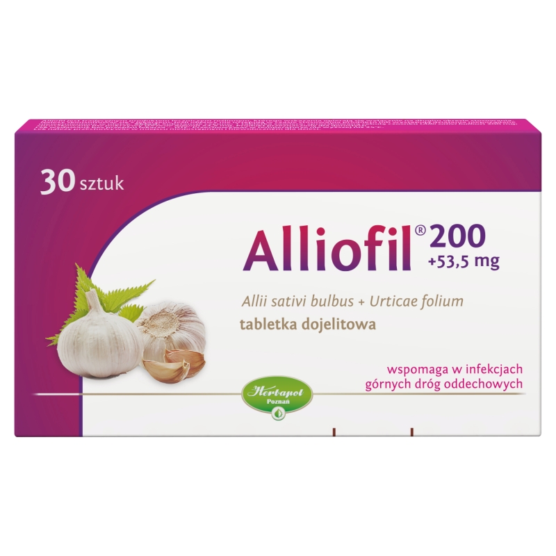 Alliofil tabletki wspomagające przy przeziębieniu i profilaktyce z czosnkiem, 30 szt.