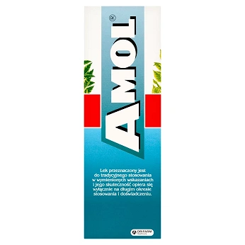 Amol, płyn ziołowy na wzdęcia i niestrawność oraz na skórę w przeziębieniach, bólach głowy i mięśni, butelka 250 ml