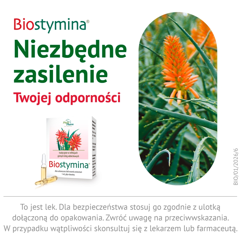 Biostymina, płyn na infekcje górnych dróg oddechowych, 10 ampułek 1 ml