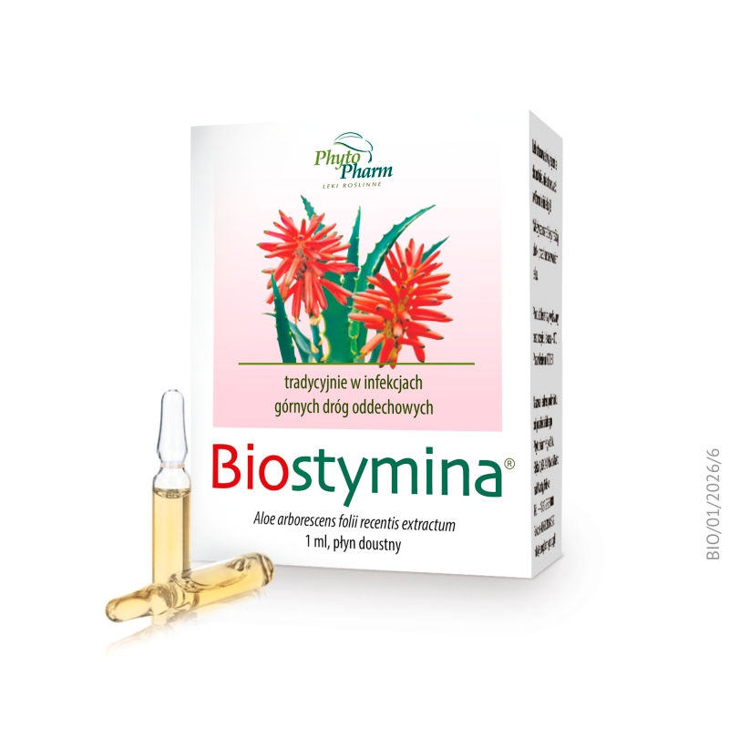 Biostymina, płyn na infekcje górnych dróg oddechowych, 10 ampułek 1 ml
