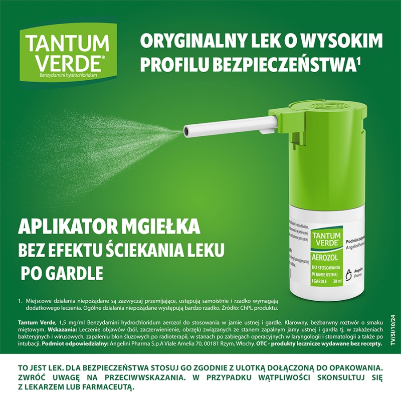 Tantum Verde, aerozol na zapalenie jamy ustnej i gardła, 30 ml