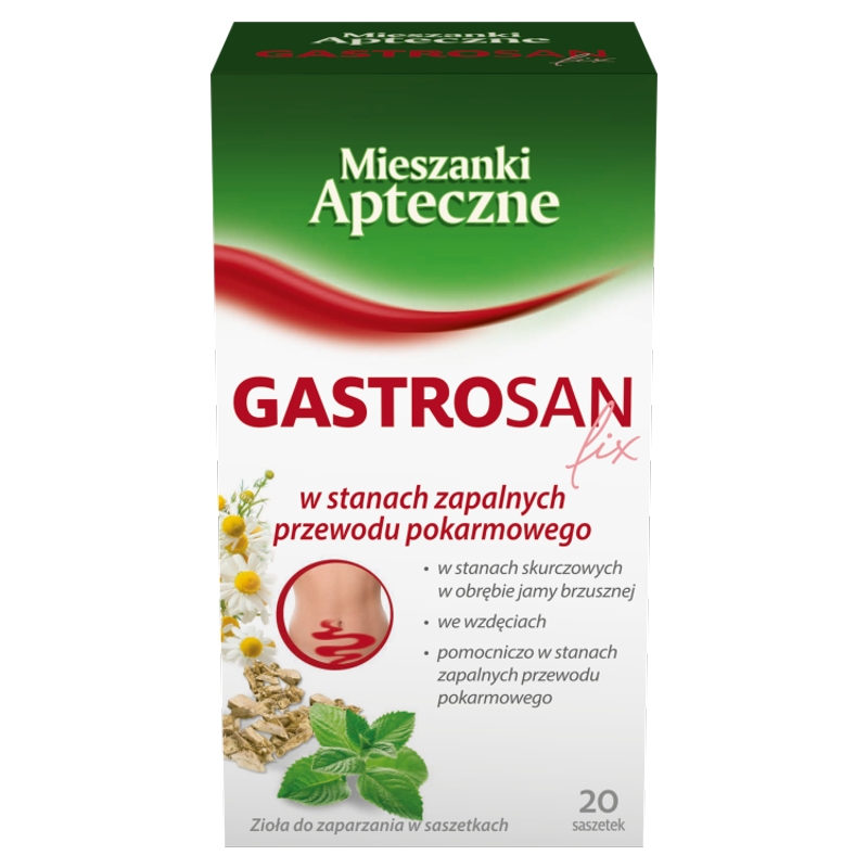 Gastrosan fix, zioła do zaparzenia na stany zapalane przewodu pokarmowego, 20 sasz.