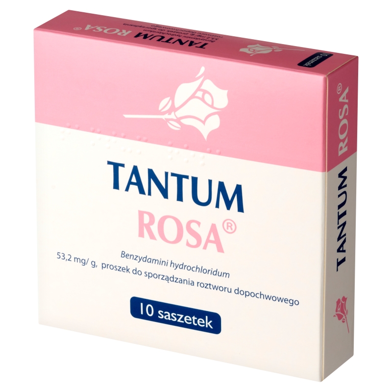 Tantum Rosa, proszek do sporządzania roztworu dopochwowego na objawy infekcji i podrażnienia intymne, 10 sasz.
