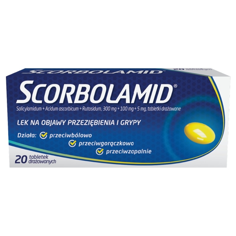 Scorbolamid, tabletki na gorączkę i ból związany z przeziębieniem, 20 szt.