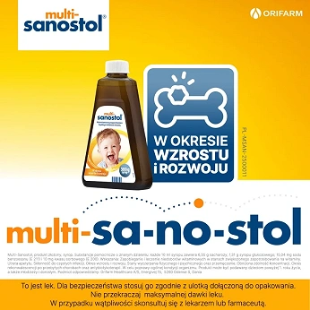 Multi-Sanostol, syrop wielowitaminowy z wapniem dla dzieci, 300 g