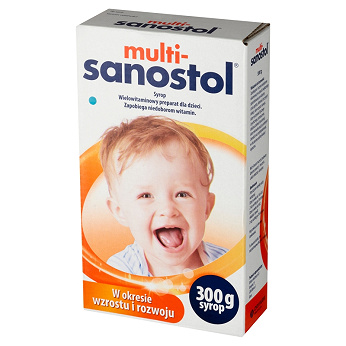 Multi-Sanostol, syrop wielowitaminowy z wapniem dla dzieci, 300 g