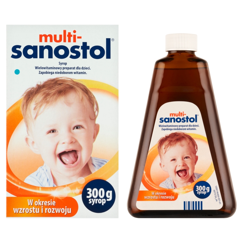 Multi-Sanostol, syrop wielowitaminowy z wapniem dla dzieci, 300 g