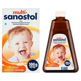 Multi-Sanostol, syrop wielowitaminowy z wapniem dla dzieci, 300 g
