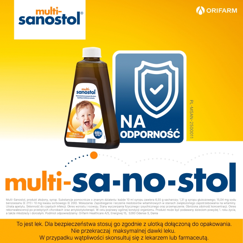 Multi-Sanostol, syrop na niedobór witamin dla dzieci, 600 g