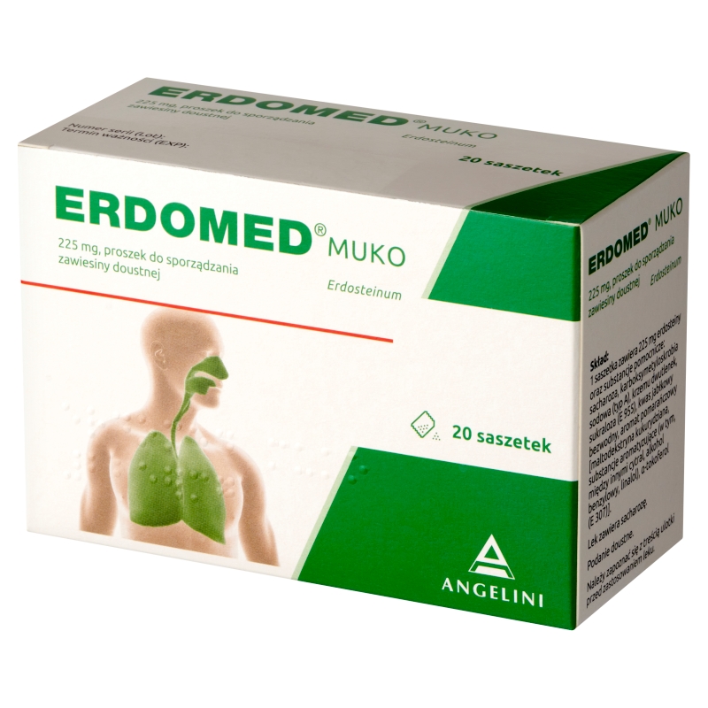 Erdomed Muko, proszek na stany zapalne dróg oddechowych, 20 sasz.