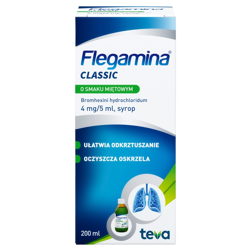 Flegamina, syrop na mokry kaszel o smaku miętowym, butelka 200 ml