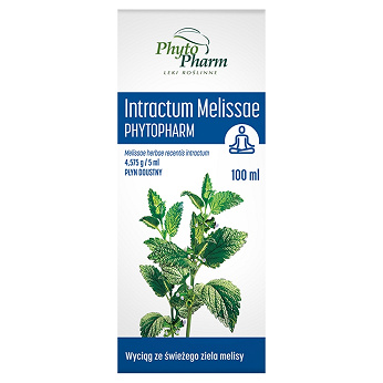 Intractum Melissae Phytopharm, preparat o działaniu uspokajającym i ułatwiającym zasypianie, 100 ml