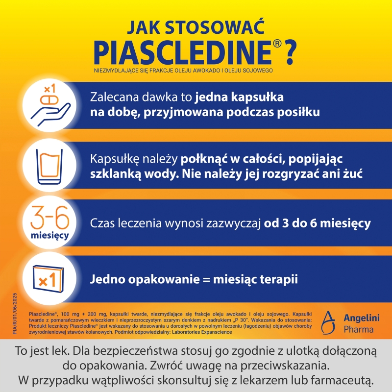 Piascledine, kapsułki na objawy choroby zwyrodnieniowej stawów kolanowych, 30 szt.