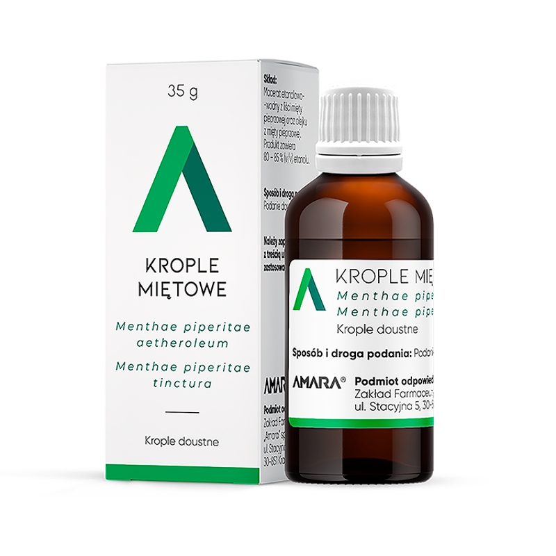 Krople miętowe, doustne w łagodnych dolegliwościach trawiennych, 35 g