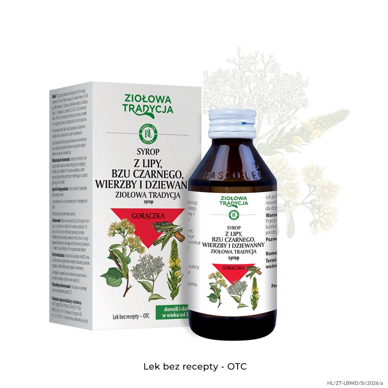 Ziolowa tradycja, syrop z lipy, bzu czarnego, wierzby i dziewanny, 125 g