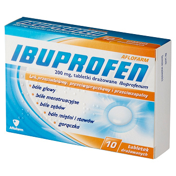 Ibuprofen Aflofarm , tabletki przeciwbólowe, przeciwgorączkowe i przeciwzapalne, 200 mg, 10 szt