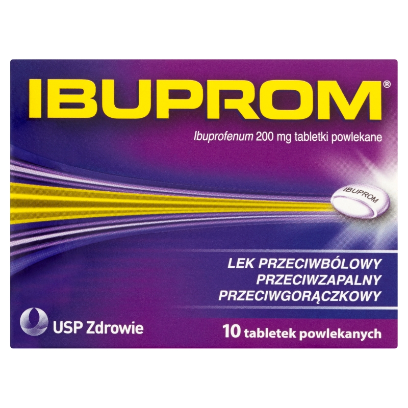 Ibuprom, tabletki przeciwbólowe, przeciwgorączkowe, przeciwzapalne, ibuprofen 200 mg, 10 szt.