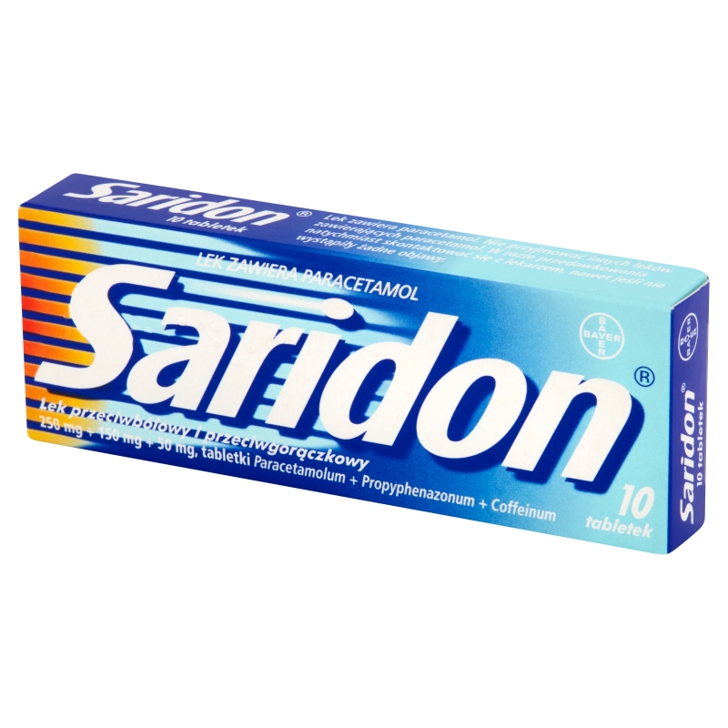 Saridon, tabletki o działaniu przeciwbólowym i przeciwgorączkowym, 10 szt.