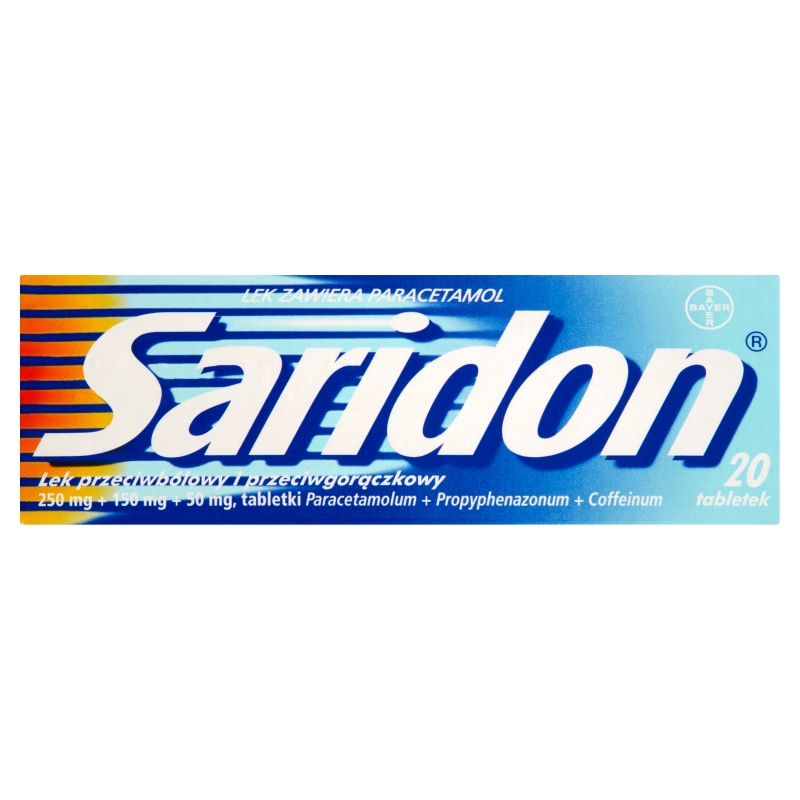 Saridon, tabletki na ból różnego pochodzenia i gorączkę, 20 szt.