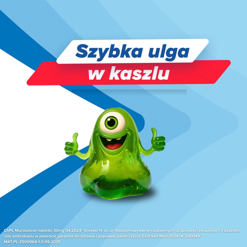 Mucosolvan, tabletki odkrztuszające, rozrzedzające wydzielinę, 20 szt.
