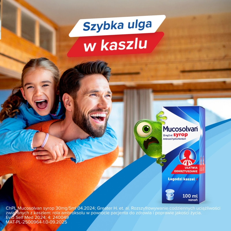 Mucosolvan, syrop wykrztuśny, rozrzedzający wydzielinę, butelka 100 ml