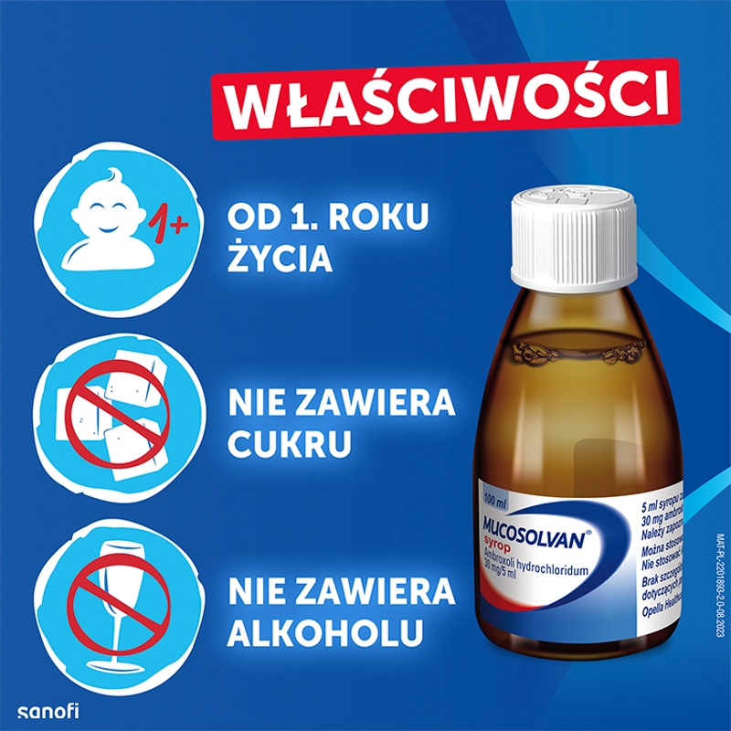 Mucosolvan, syrop wykrztuśny, rozrzedzający wydzielinę, butelka 100 ml