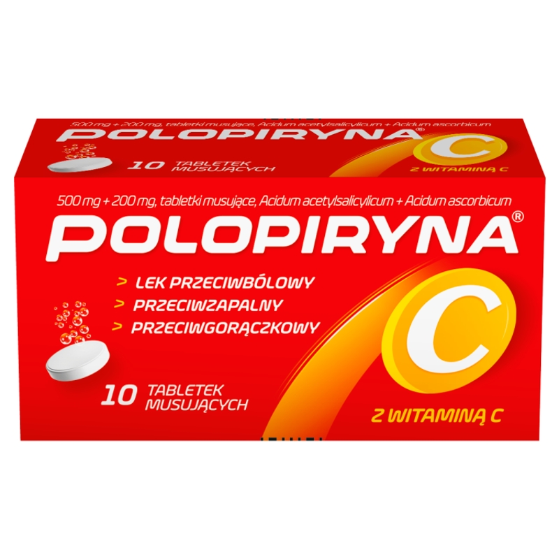 Polopiryna C, tabletki musujące na ból słaby i umiarkowany, gorączkę, 10 szt.