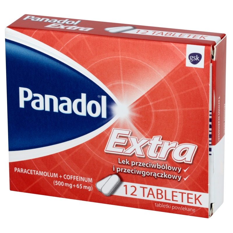 Panadol Extra, tabletki o działaniu przeciwbólowym, przeciwgorączkowym, 12 szt.