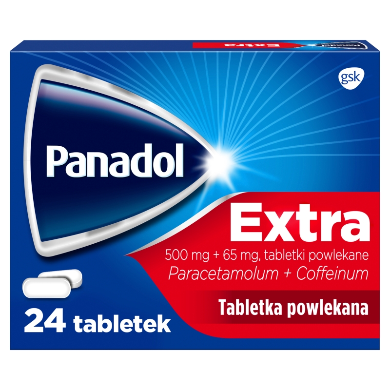 Panadol Extra, tabletki o działaniu przeciwbólowym, 24 szt.