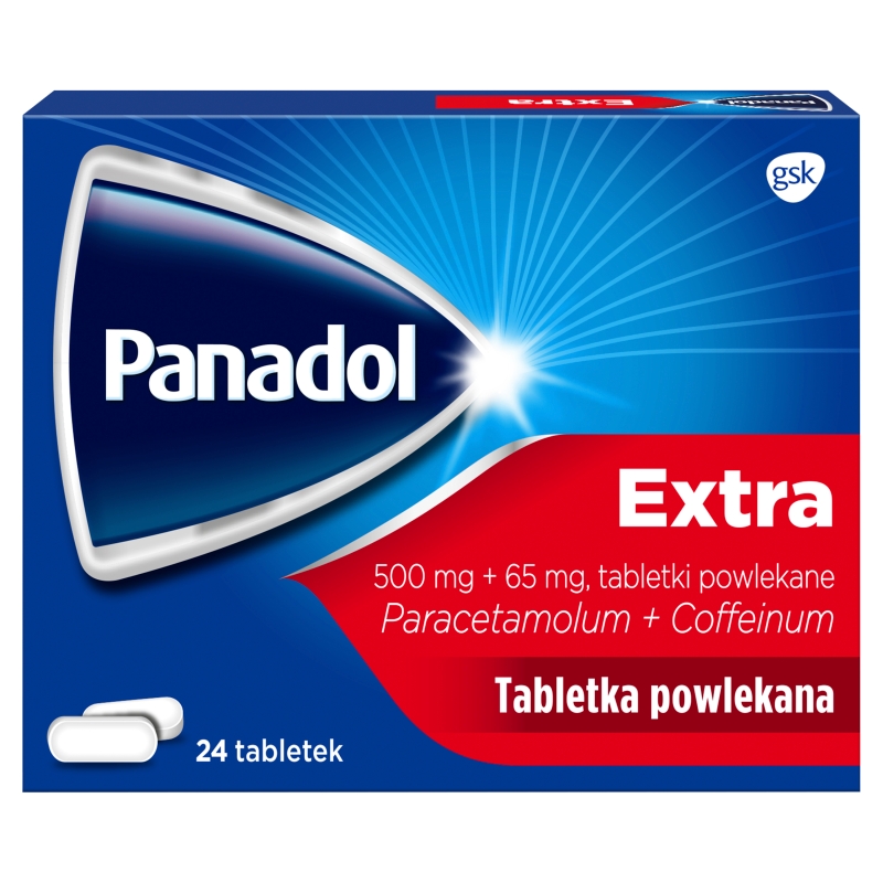 Panadol Extra, tabletki o działaniu przeciwbólowym, 24 szt.
