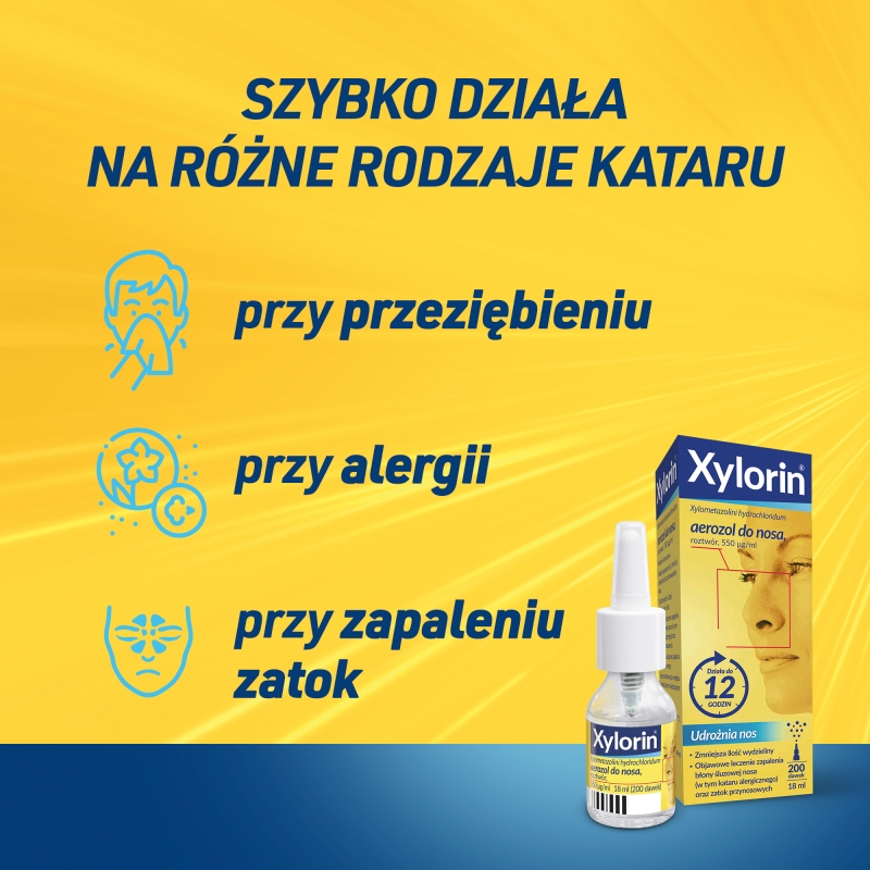 Xylorin, aerozol udrażniający nos uławiający oddychanie, butelka 18 ml - 200 dawek