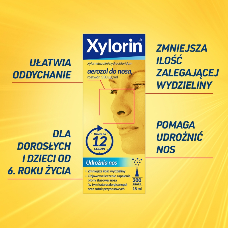 Xylorin, aerozol udrażniający nos uławiający oddychanie, butelka 18 ml - 200 dawek