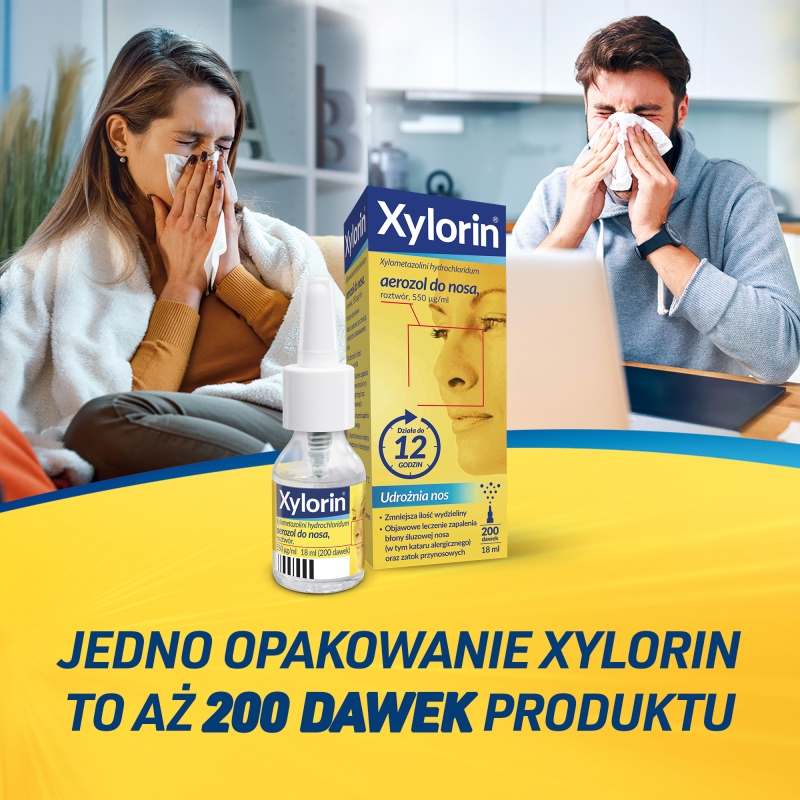 Xylorin, aerozol udrażniający nos uławiający oddychanie, butelka 18 ml - 200 dawek