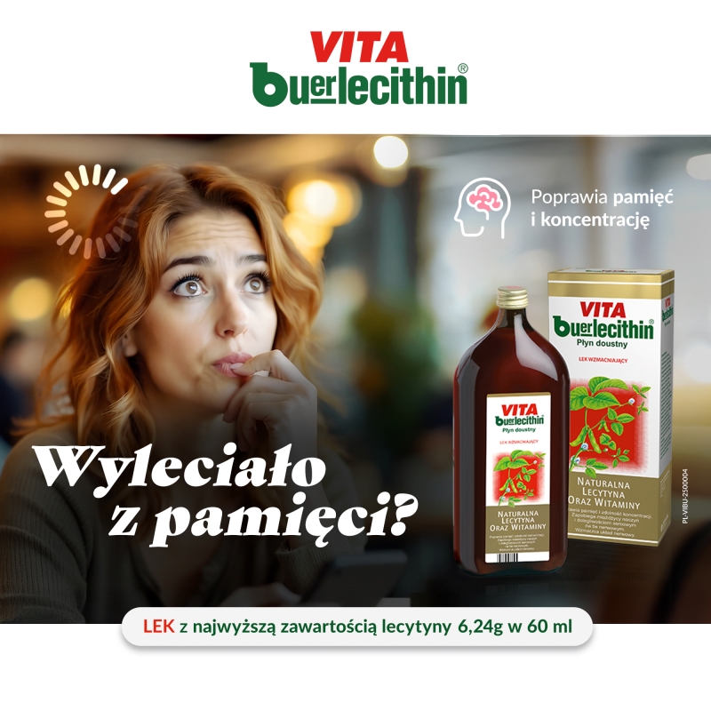 Vita Buerlecithin, płyn na pamięć, koncentrację, w stanach wyczerpania fizycznego i psychicznego, butelka 1000 ml