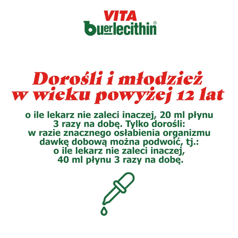Vita Buerlecithin, płyn na pamięć, koncentrację, w stanach wyczerpania fizycznego i psychicznego, butelka 1000 ml
