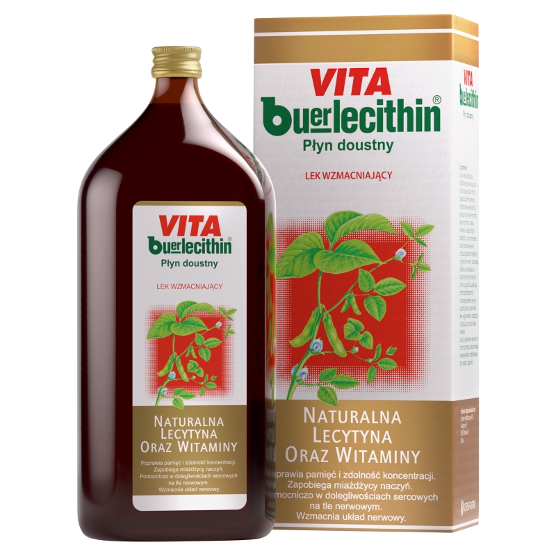Vita Buerlecithin, płyn na pamięć, koncentrację, w stanach wyczerpania fizycznego i psychicznego, butelka 1000 ml