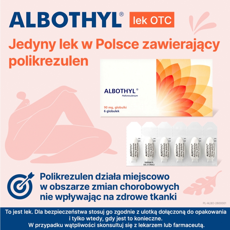 Albothyl , globulki dopochwowe, 6 szt.