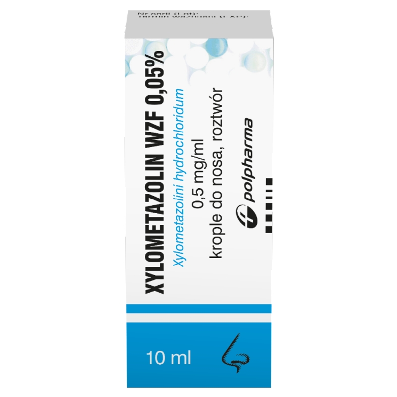 Xylometazolin WZF 0,05%, krople na ostre zapalenie błony śluzowej nosa, butelka 10 ml