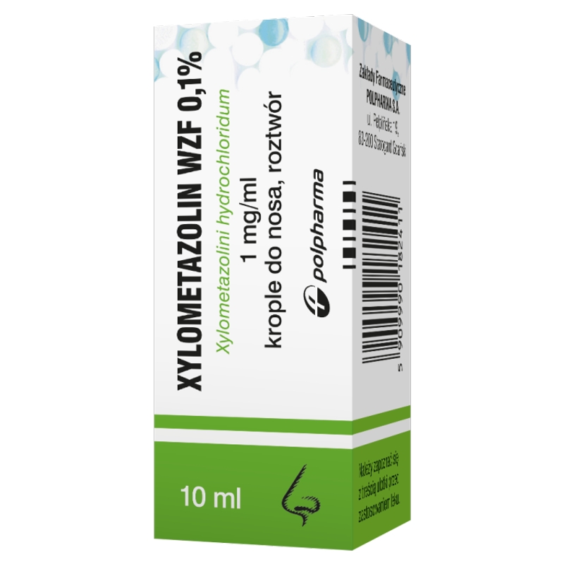 Xylometazolin WZF 0,1%  krople do nosa, łagodzące katar, 10 ml